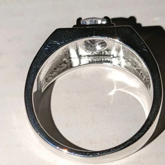 Men's Wedding Ring 14K White Gold Plated Round Cut Simulated Diamond Sz12